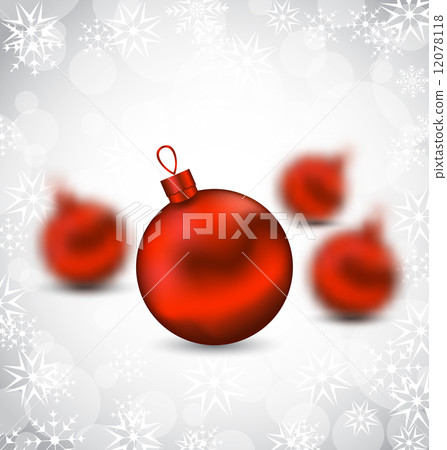 Christmas background with red glass balls and snowflakes Christmas background with red glass balls and snowflakes 12078118