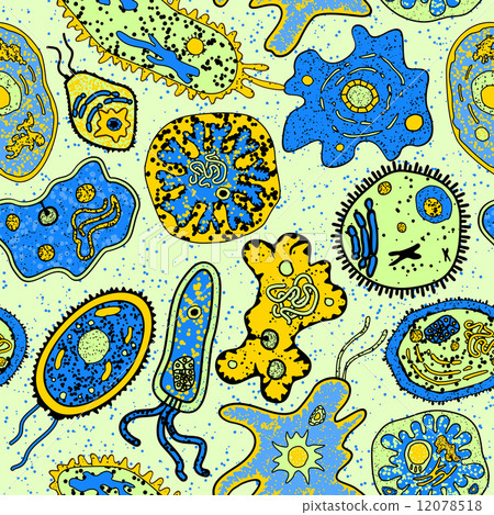Amebas or microbial lifeforms seamless pattern Amebas or microbial lifeforms seamless pattern 12078518