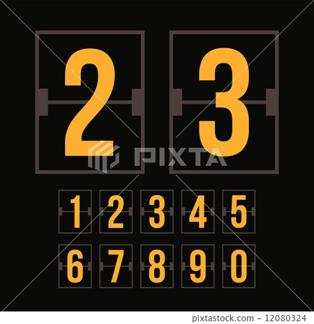 Outline countdown timer, white color flat mechanical scoreboard Outline countdown timer, white color flat mechanical scoreboard 12080324