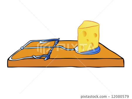 vector mousetrap with cheese - trap 12080579