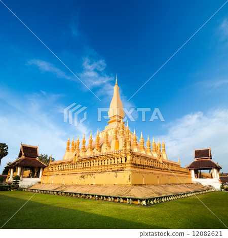 Golden buddhist pagoda of Phra That Luang Temple. Laos 12082621