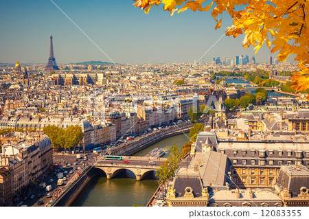 Aerial view of Paris 12083355