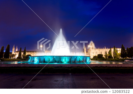 Monastery of the Hieronymites and fountain at night 12083522
