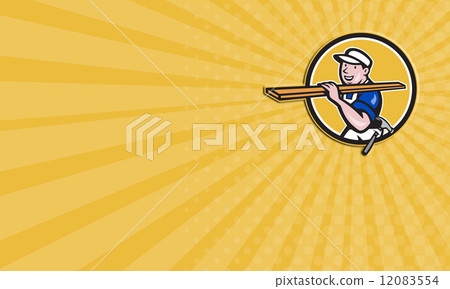 Business card Carpenter Worker Carrying Timber... - Stock Illustration ...