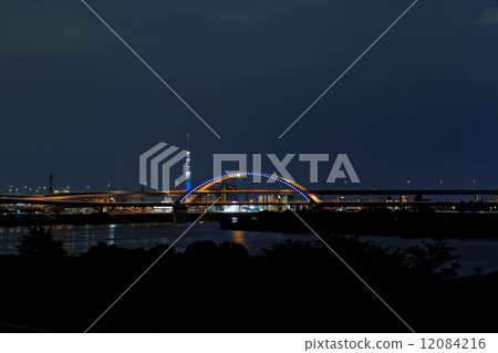 Jiangbei JCT and light-up Sky Tree and Goshiki Sakura Ohashi 12084216