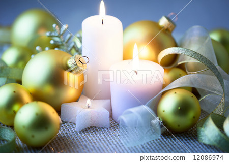 Night Christmas Decorations  with candles - horizontal 12086974