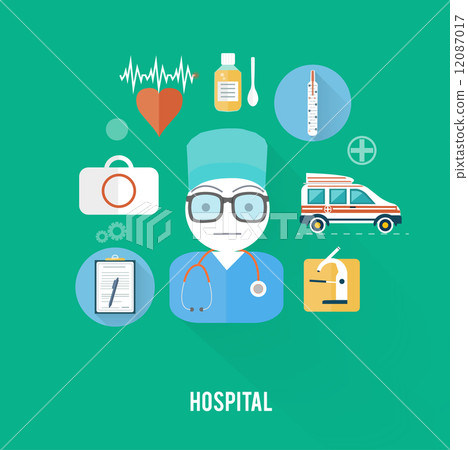 Hospital concept with item icons - Stock Illustration [12087017] - PIXTA