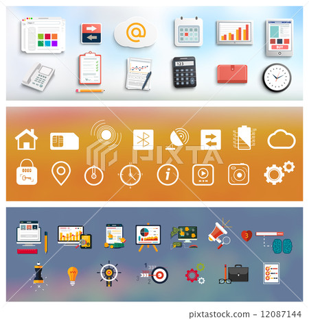 Work Elements Examples Workplace office and business work elements set - Stock Illustration ...
