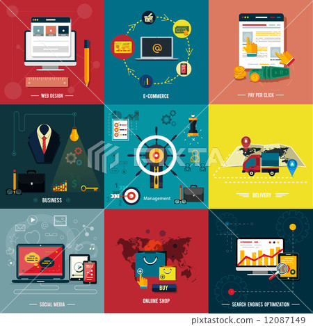 Icons for web design, seo, social media Icons for web design, seo, social media 12087149