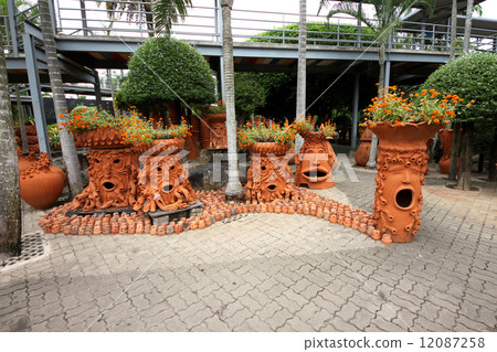 Trees with emotions with flower-beds in the Nong Nooch tropical botanic garden near Pattaya city Trees with emotions with flower-beds in the Nong Nooch tropical botanic garden near Pattaya city 12087258