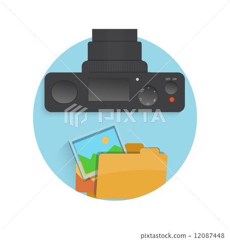 Photograph icon of camera, folder and photo 12087448