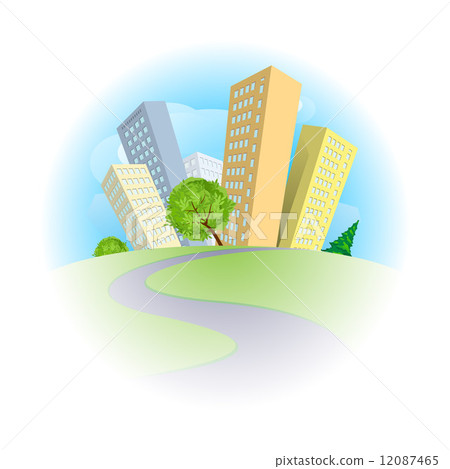 Abstract city on a green hill Abstract city on a green hill 12087465
