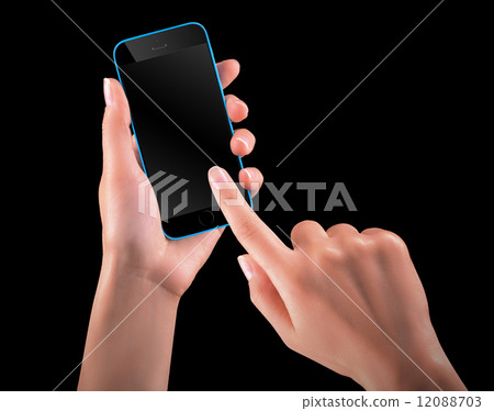 Hand holding Black Smartphone with blank screen Hand holding Black Smartphone with blank screen 12088703