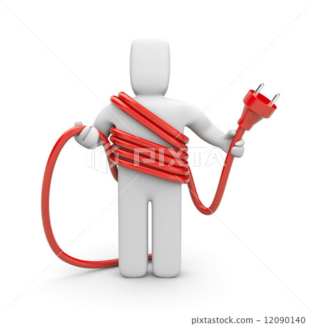 Person hold cable. Cableman - Stock Illustration [12090140] - PIXTA