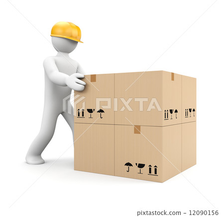 People unload cargo People unload cargo 12090156