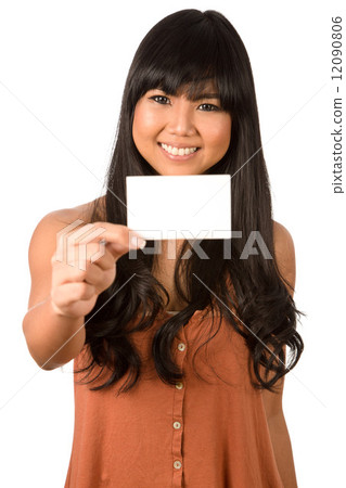 Young business woman offering businesscard 12090806
