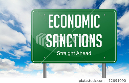Economic Sanctions on Highway Signpost. 12091090