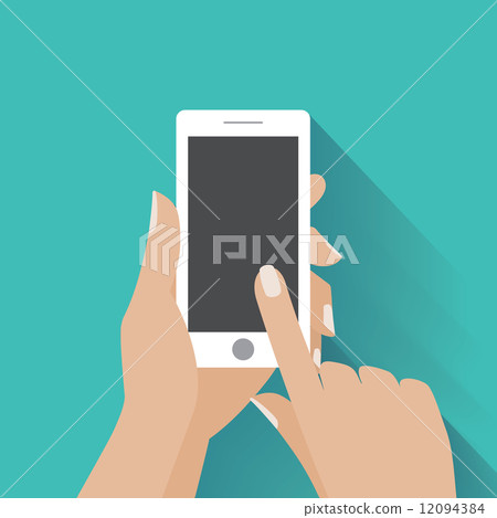 Hand holding smartphone with blank screen - Stock Illustration ...