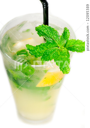 mojito caipirina cocktail with fresh mint leaves 12095389