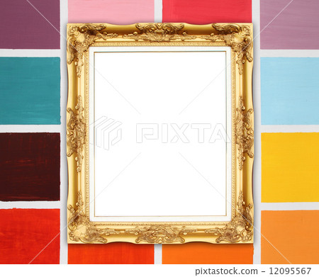 blank golden frame on wood wall blank golden frame on wood wall 12095567