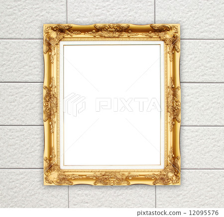 blank golden frame on brick stone wall blank golden frame on brick stone wall 12095576