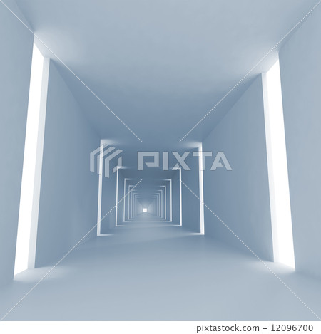 Light blue abstract empty 3d interior corridor ... - Stock Illustration ...