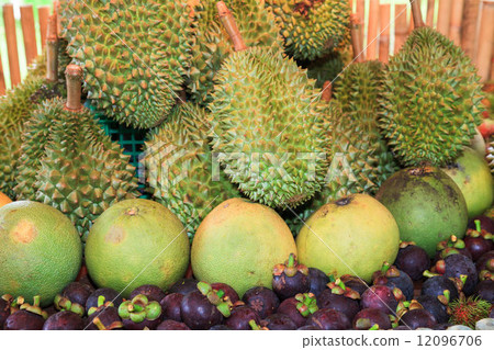 Pile of thai fruits sold at a market Pile of thai fruits sold at a market 12096706