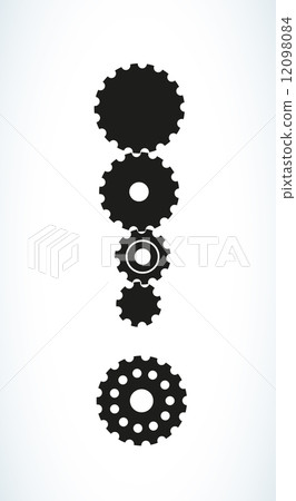 exclamation mark created from cog wheels 12098084