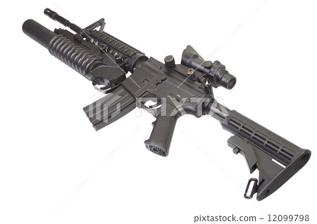 An M4A1 carbine equipped with an M203 grenade launcher 12099798