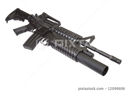 An M4A1 SOPMOD carbine equipped with an M203 grenade launcher An M4A1 SOPMOD carbine equipped with an M203 grenade launcher 12099806