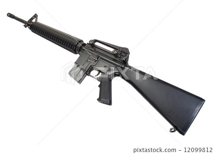 US Army service rifle M16 rifle isolated on a white background 12099812