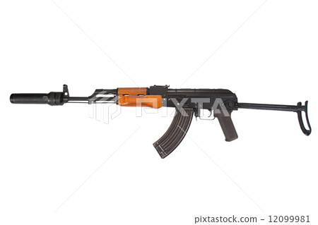 Kalashnikov with silencer isolated on white 12099981