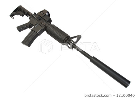 carbine with silencer isolated on a white background 12100040