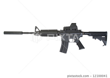 M4 carbine with silencer isolated on a white background 12100041