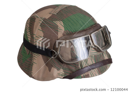 camouflaged nazi german helmet with protective goggles 12100044