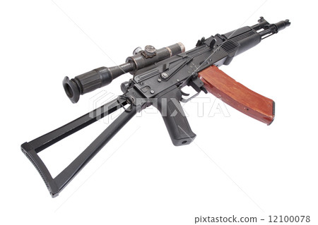 Kalashnikov AK with optical sight on white Kalashnikov AK with optical sight on white 12100078