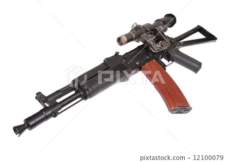 Kalashnikov AK with optical sight on white Kalashnikov AK with optical sight on white 12100079