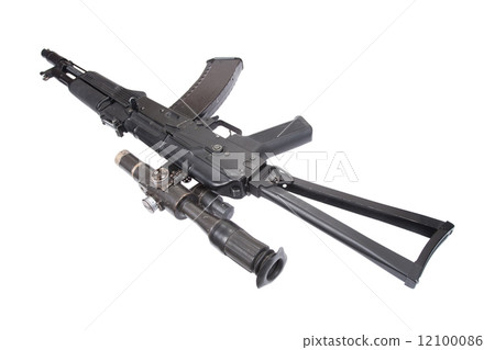 Kalashnikov AK105 modern assault rifle with optical sight on white Kalashnikov AK105 modern assault rifle with optical sight on white 12100086