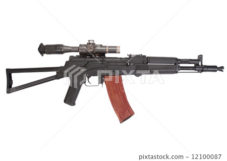 Kalashnikov AK105 modern assault rifle with optical sight on white Kalashnikov AK105 modern assault rifle with optical sight on white 12100087