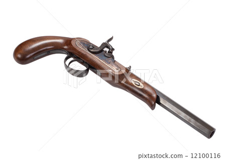 Old duel pistol isolated on white background 12100116