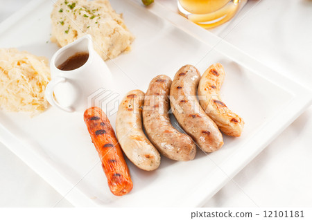 selection of all main type of german wurstel saussages selection of all main type of german wurstel saussages 12101181
