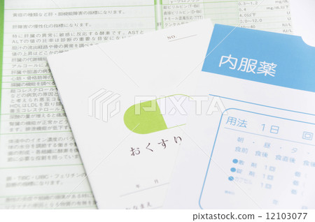 Medicine notebook, medicine bag and health checkup, medical image 12103077