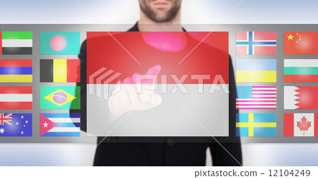 Hand pushing on a touch screen interface 12104249