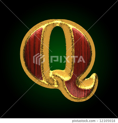 vector golden figure with red wood q vector golden figure with red wood q 12105018