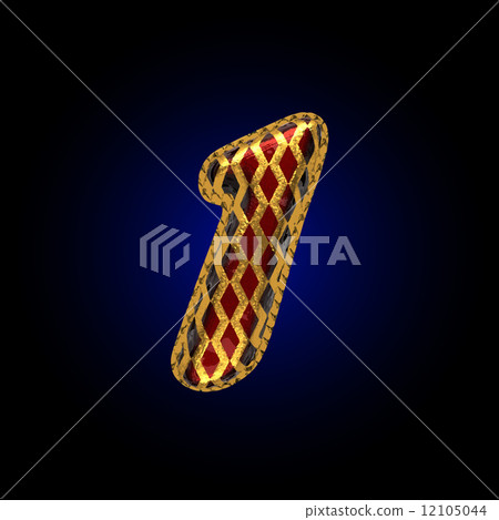 vector golden and red letter 1 12105044