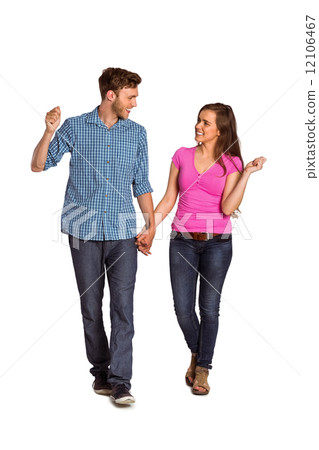 Full length of happy young couple 12106467