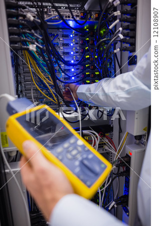 Close-up of a digital cable analyser Close-up of a digital cable analyser 12108907