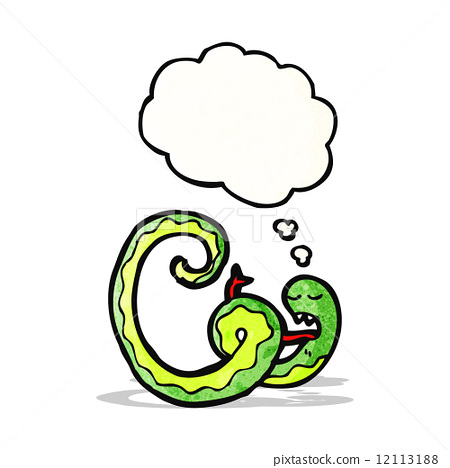 圖庫插圖: cartoon snake with thought bubble