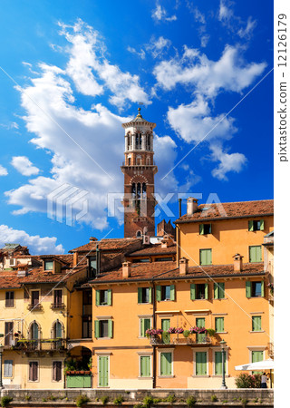 Houses and Lamberti Tower - Verona Italy 12126179