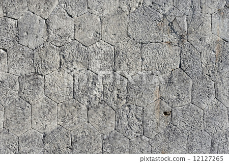 Stone Wall with Irregular Hexagons 12127265